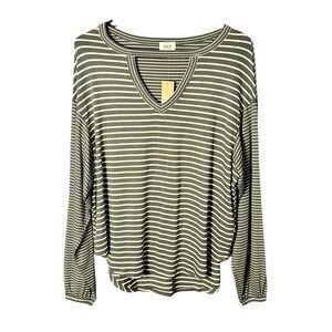 BKE Women's Striped Green and White Sweatshirt Size XS NWT